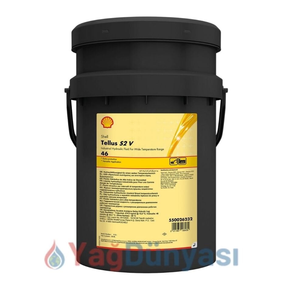 Shell Tellus S2 V 46 - 20 Litre Hidrolik Yağı