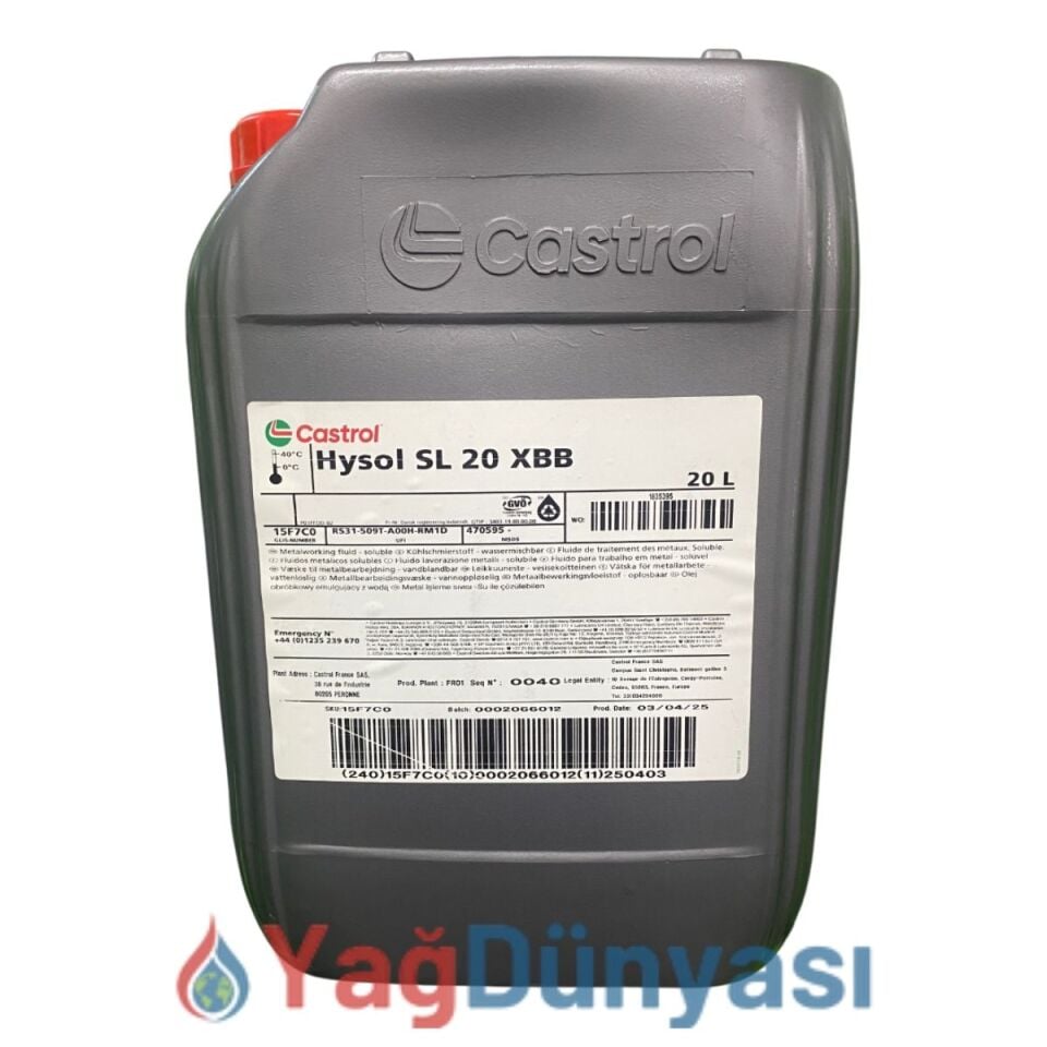 CASTROL HYSOL SL 20 XBB Bor Yağı - 20 Lt Metal İşleme Sıvısı