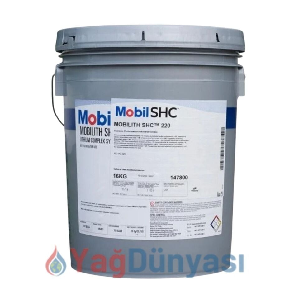 Mobil Mobilith SHC 220 16 Kg Üstün Performanslı Gres