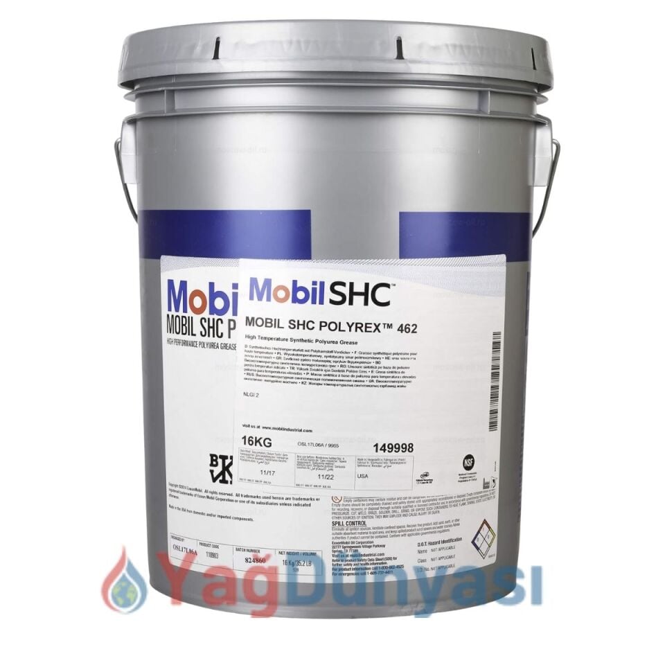 Mobil SHC Polyrex 462 16 Kg Yüksek Sıcaklık Sentetik Poliüre Gres