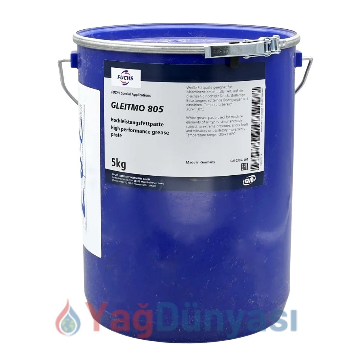 FUCHS Gleitmo 805 – 5 Kg YÜKSEK BASINÇ GRES PASTASI (BEYAZ KATI YAĞLAYICILI)